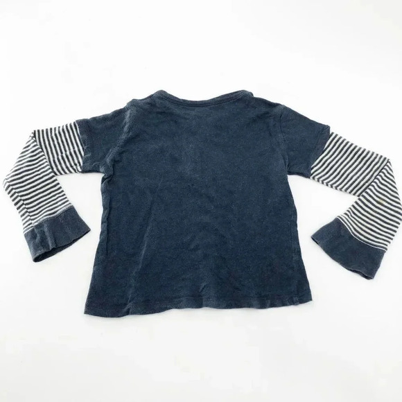 Burts Bees Kids Toddler Blue Striped Long Sleeve Henley Pocket Tee Size 3T - Picture 2 of 4